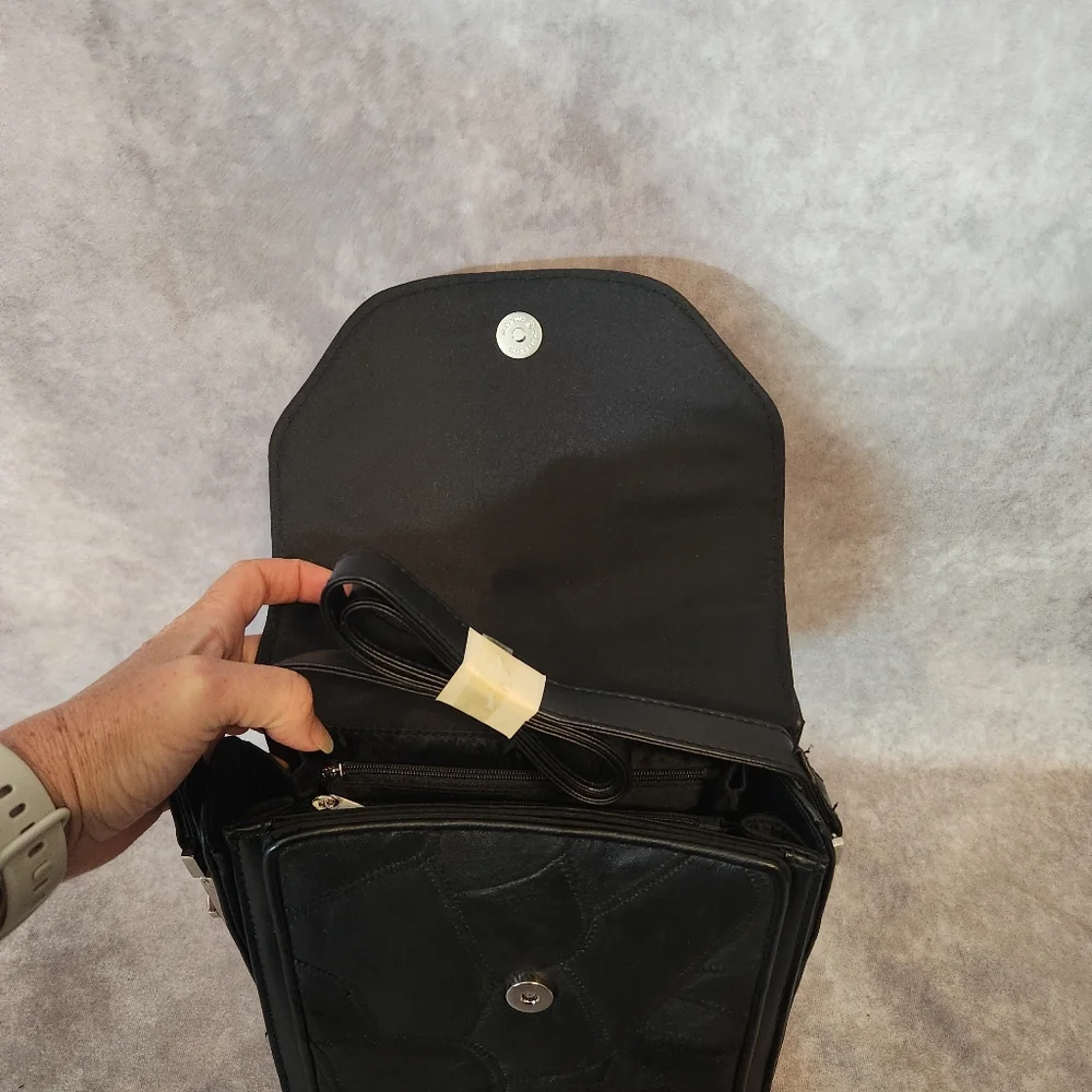 Black Leather‎ Crossbody Bag